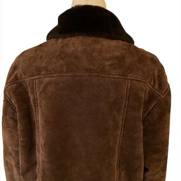 Gallery Vintage Brown Suede Faux Fur Lining Collar Jacket - L - Picture 7 of 14
